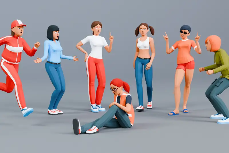 Modular woman low-poly stylized Asset Thumbnail