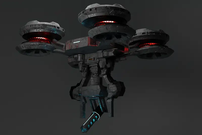 Sci-Fi Drone Model with Plasma Cannon Asset Thumbnail