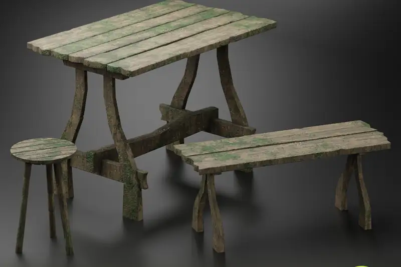 Old table and chairs Asset Thumbnail