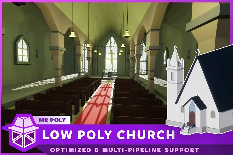 Low Poly Church - Optimized & Multi-Pipeline Support Asset Thumbnail