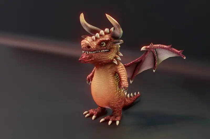Stylized Crystal Dragon 3D Model (Low-Poly, Game-Ready, Animated, Built-in) Asset Thumbnail