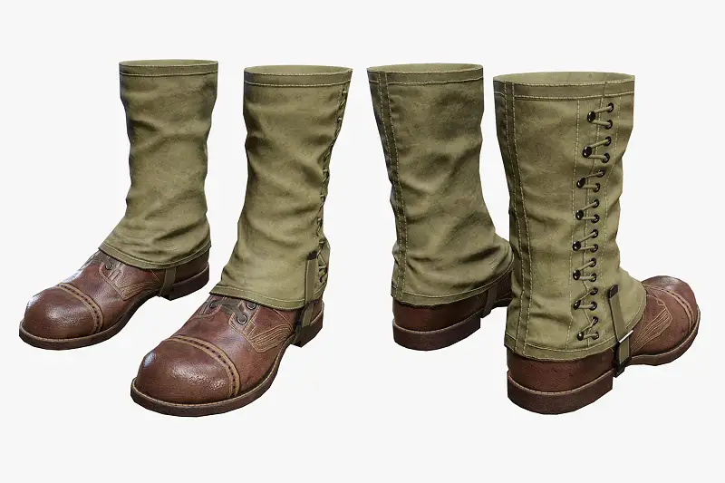 WW2 Tactical Boots 3D Model Asset Thumbnail
