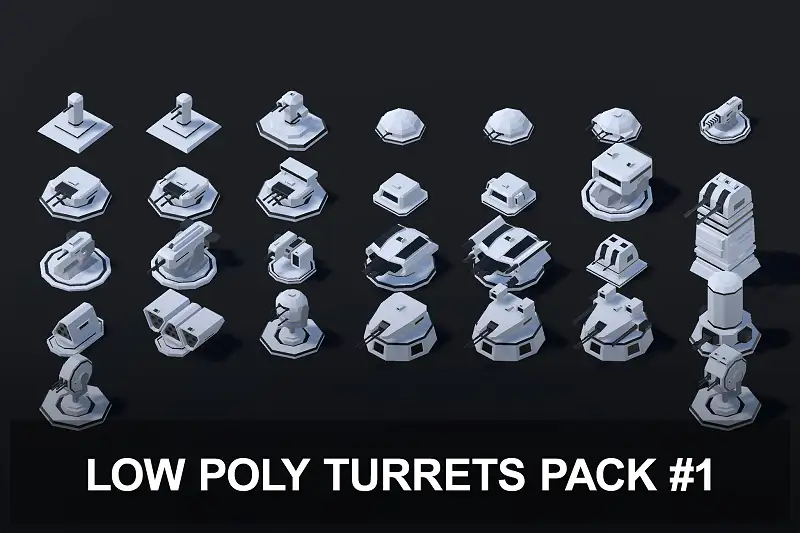 Low Poly Turrets Pack Asset Thumbnail