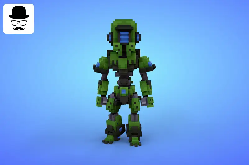 Robot 3 Voxel Character - 3D Lowpoly Fantasy Model Asset Thumbnail