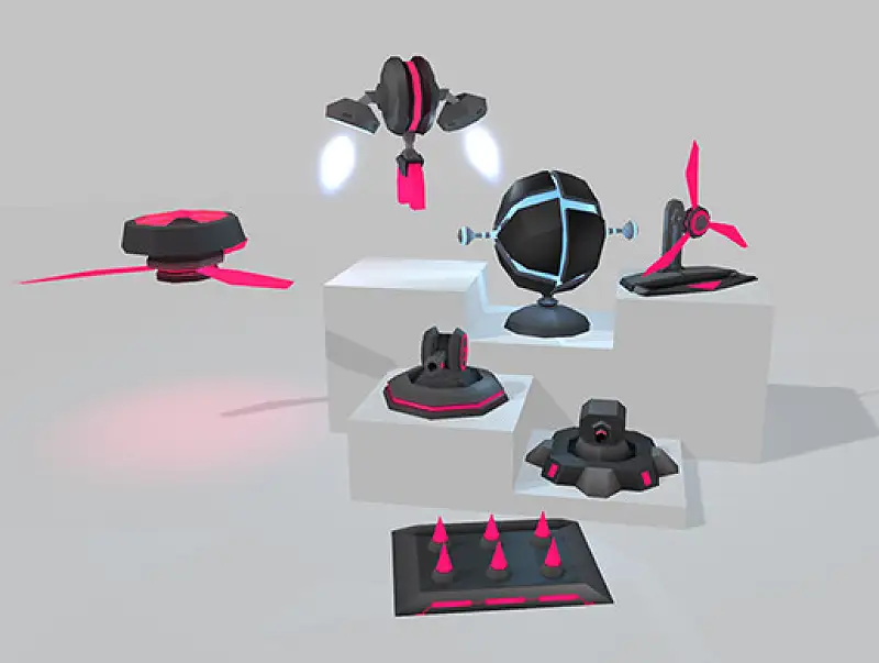 Low Poly Scifi Turrets Asset Thumbnail