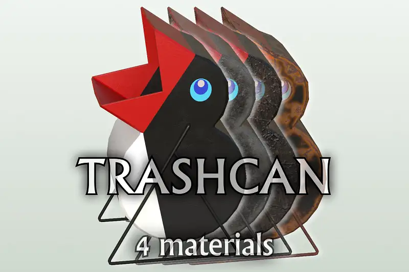 Street Trash Can Penguin Garbage Bin Asset Thumbnail