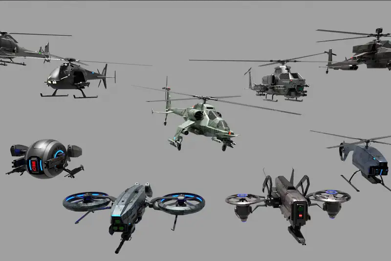 Futuristic Drones and Helicopters. Asset Thumbnail