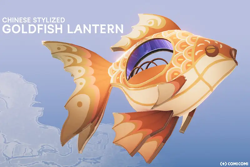 Chinese Stylized Goldfish Festival Lantern with Animation Asset Thumbnail