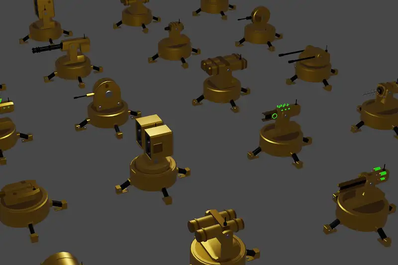 Low Poly Turret Pack Asset Thumbnail