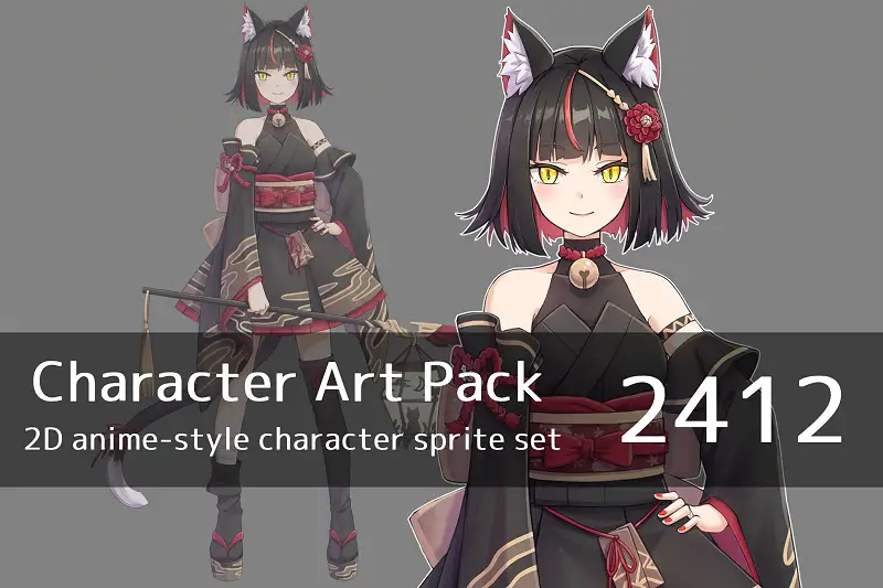 Anime Character Art Pack: Girl with Cat Ears Asset Thumbnail