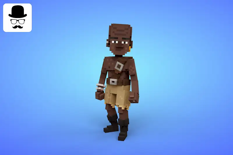Pirate 5 Voxel Character - 3D Lowpoly Fantasy Model Asset Thumbnail