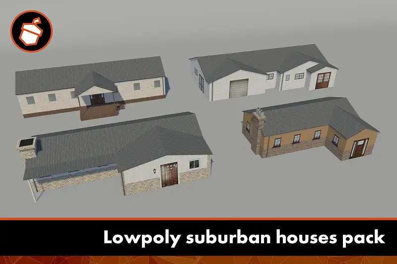 Lowpoly suburban houses pack Asset Thumbnail