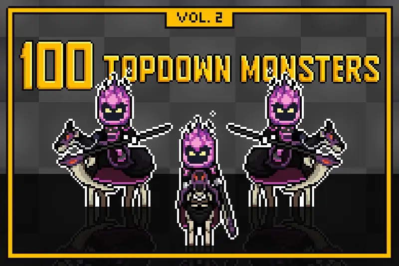 100 Topdown Monsters Vol. 2 - Pixel Art Asset Thumbnail
