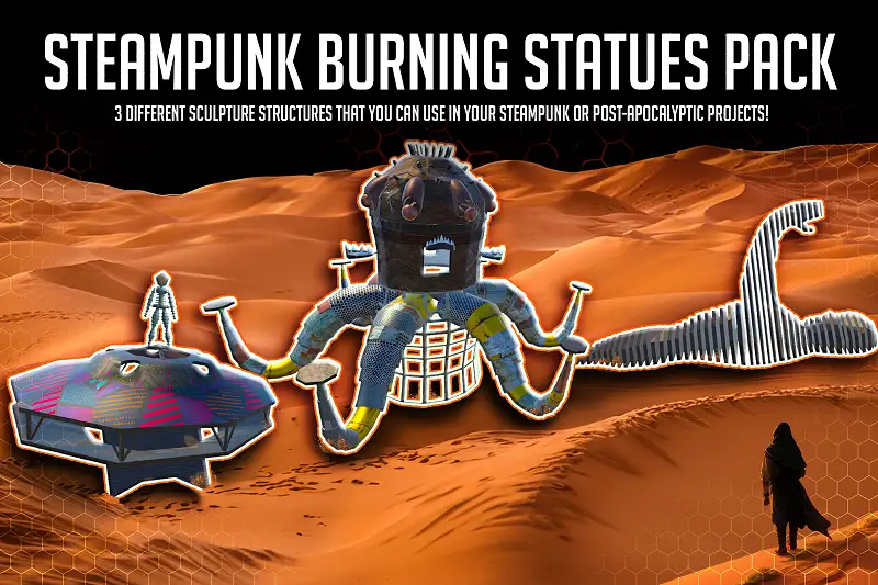 Steampunk Burning Statues Pack Asset Thumbnail