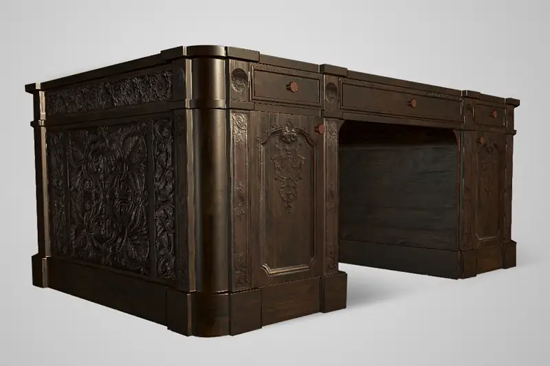 Low Poly Desk Model Asset Thumbnail
