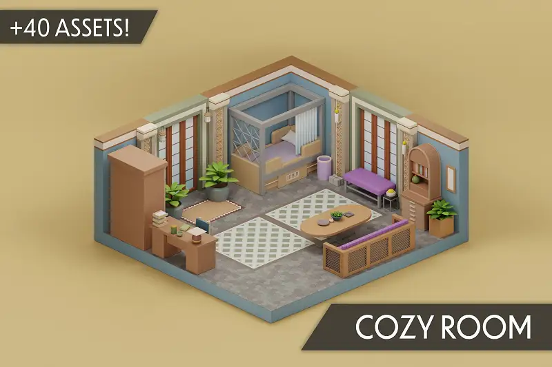 Cozy Fantasy Room Interior Furniture Props Asset Thumbnail