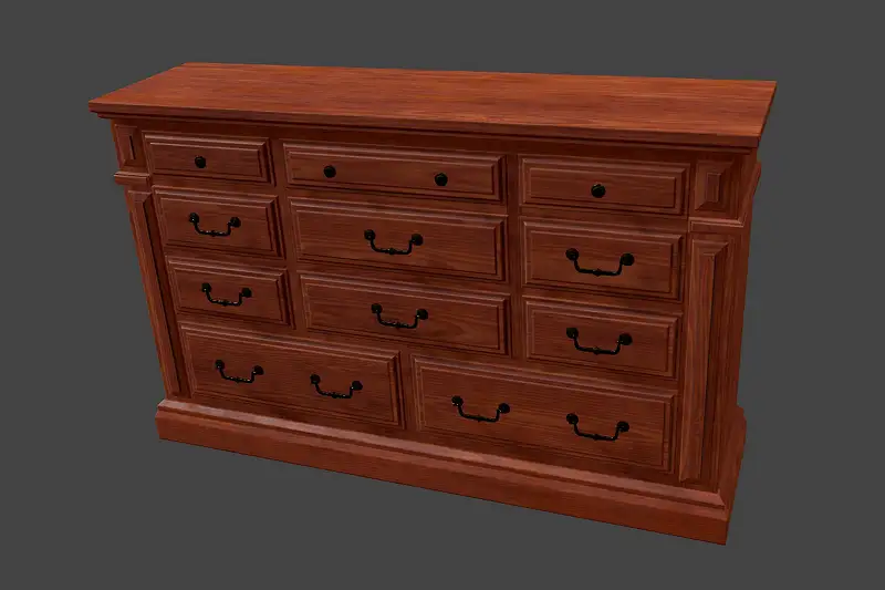 Dresser with Drawers 3D Model - Bedroom Furniture Asset Thumbnail