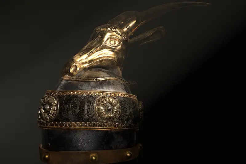 Medieval War Helmet with Goat Design Asset Thumbnail