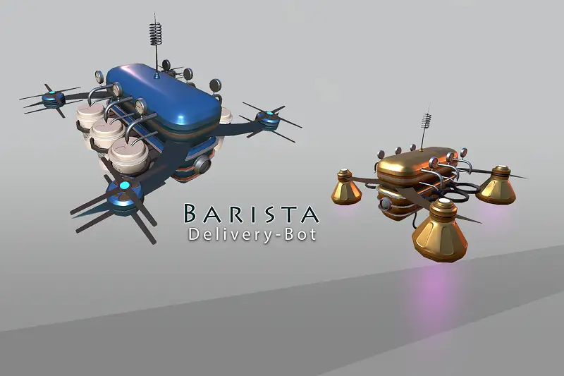 Barista Delivery Bot 3D Model Asset Thumbnail