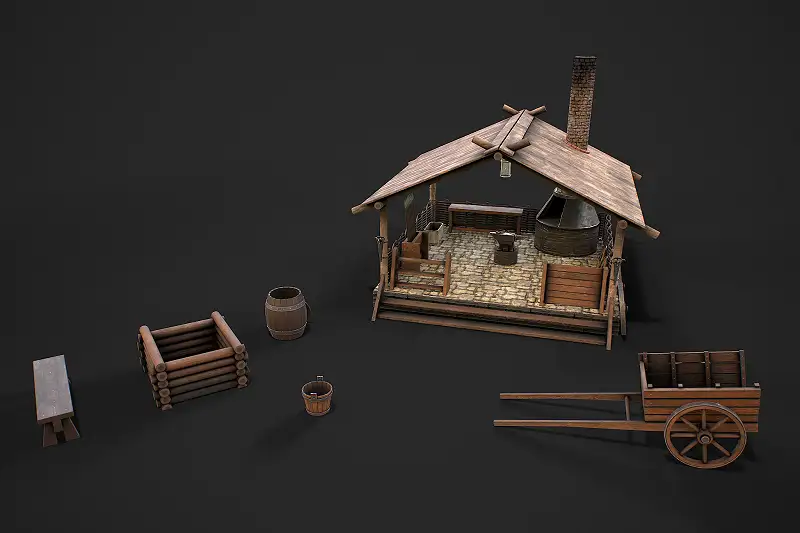 Medieval forge with accessories Asset Thumbnail