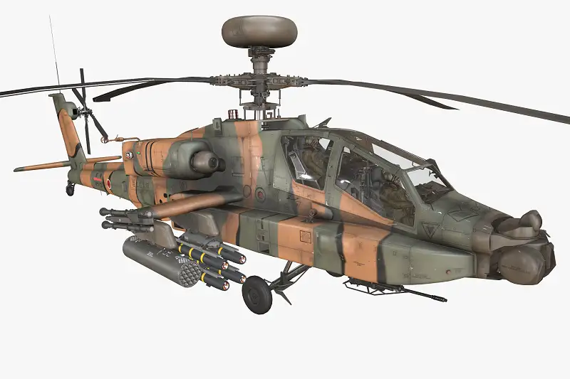 Apache AH-64D Japan Ground Defense 3D Model Asset Thumbnail
