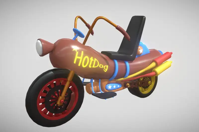 Cartoon - HotDog Motorcycle Asset Thumbnail