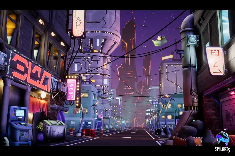 Cyberpunk Street Environment Asset Thumbnail