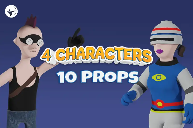 Sci-Fi Toon Characters with Props Asset Thumbnail