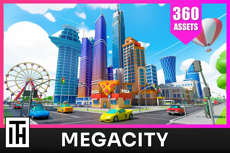 Megacity - Low Poly City 3D Models Pack Asset Thumbnail