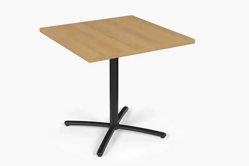 Restaurant Square Table with Metal Base and Wood Top Asset Thumbnail