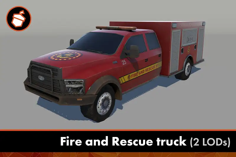 Fire and Rescue truck (2 LODs) Asset Thumbnail