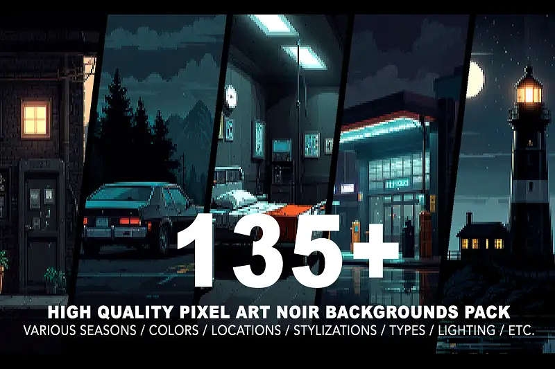 Noir Pixel Art Backgrounds Asset Thumbnail