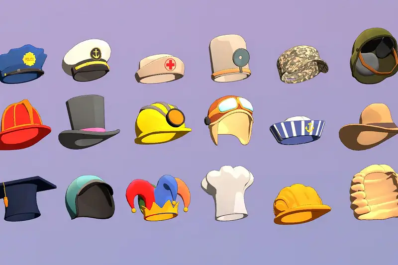 3D Profession Hats for Unity Asset Thumbnail