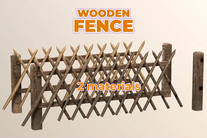 Wooden Fence Game Ready Low Poly Asset Thumbnail