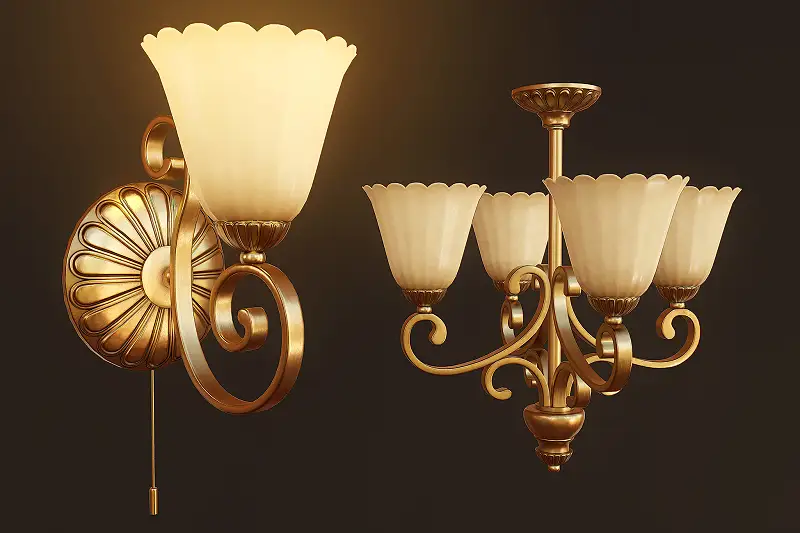 Vintage Chandelier, Wall Lamp, Sockets and Switches Asset Thumbnail