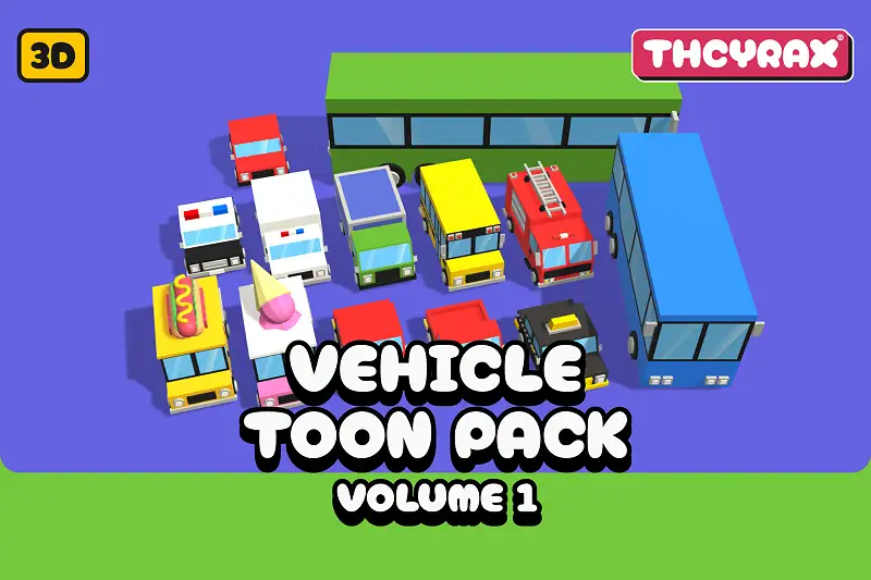 Colorful Low Poly Vehicle Pack Asset Thumbnail