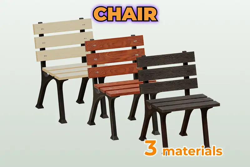 Outdoor Wooden Chair Asset Thumbnail