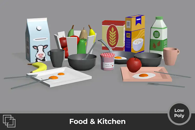 Low Poly Food & Kitchen - House Items Asset Thumbnail