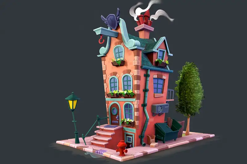 Low Poly Stylized Cartoon House Assets Asset Thumbnail