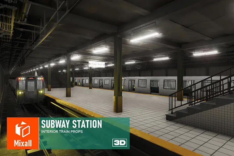 Subway station - interior, train, props Asset Thumbnail