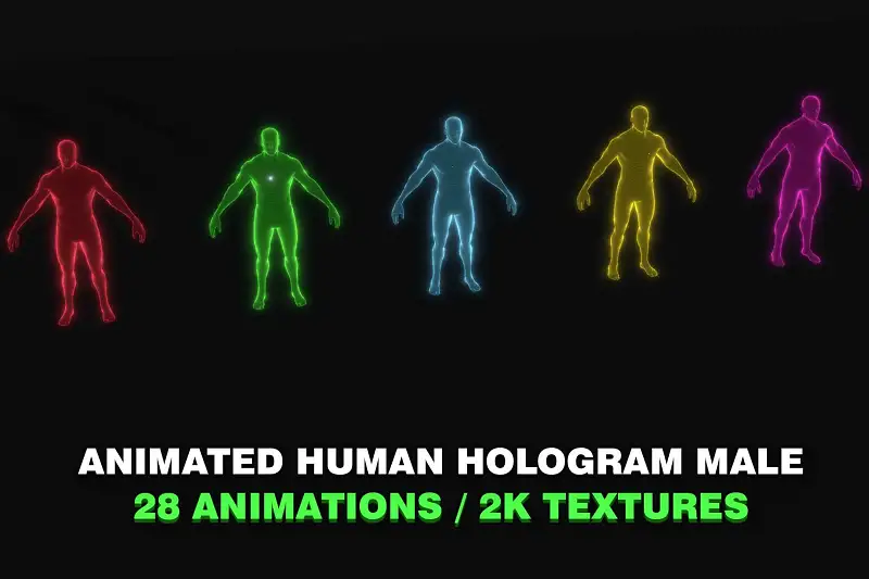 Animated Human Hologram Male 3D Model Asset Thumbnail