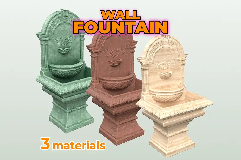 Ancient Stone Wall Fountain Asset Thumbnail