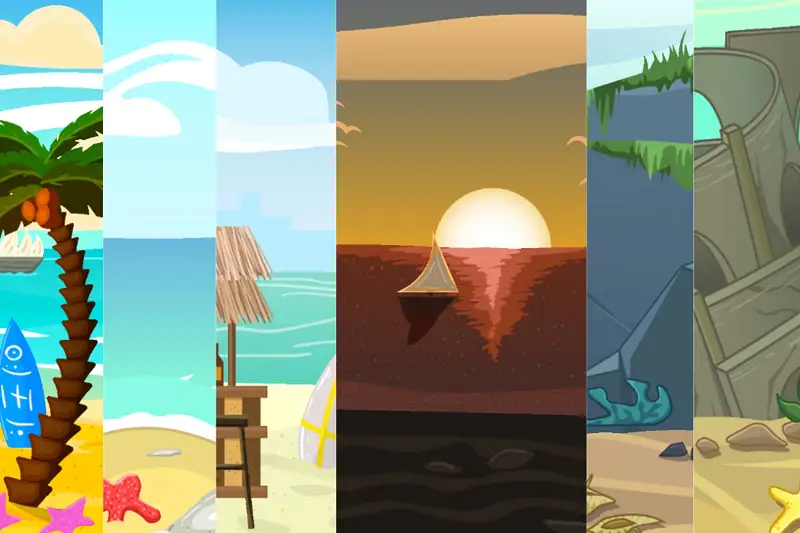 2D-Ocean theme Parallax Background Asset Thumbnail