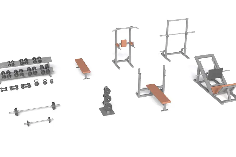 Low Poly Old-School Gym Equipment Asset Thumbnail