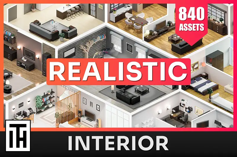 Interior Realistic - Low Poly 3D Models Pack Asset Thumbnail