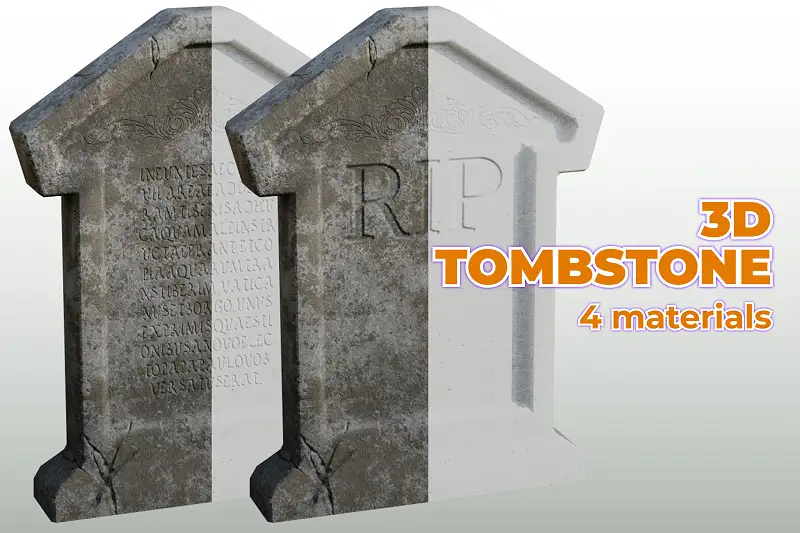 Tombstone 3D Gravestone Asset Thumbnail