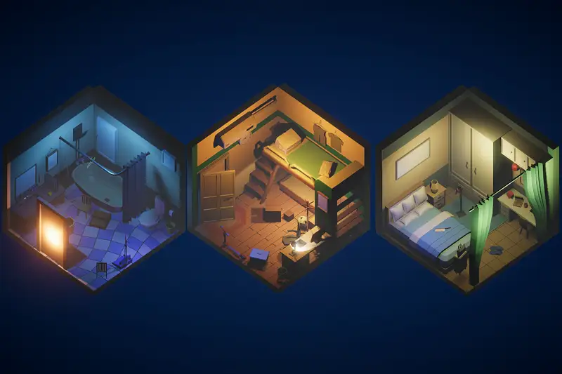 Bedrooms & Bathroom / Interior - Low Poly assets Asset Thumbnail