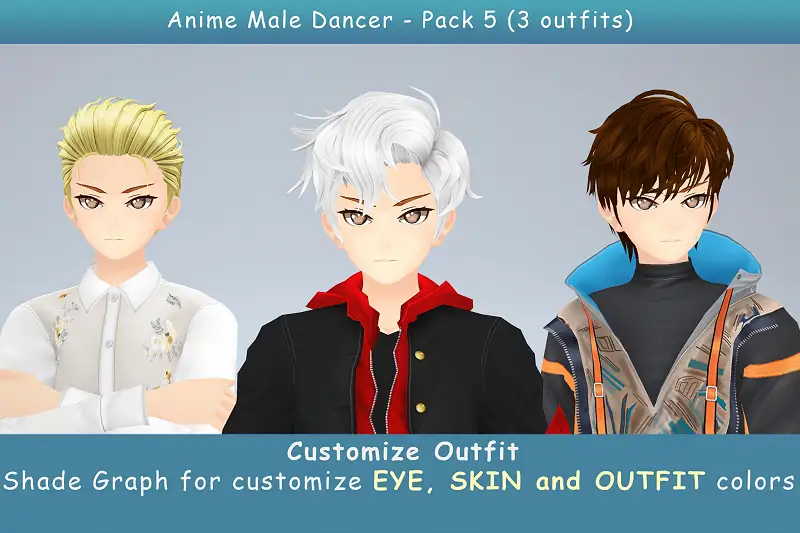Anime Male Dancer - Pack 5(3 outfits) Asset Thumbnail