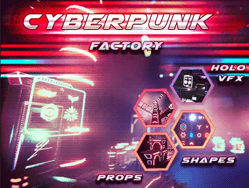 Cyber Punk VHS neon factory kitbash Asset Thumbnail