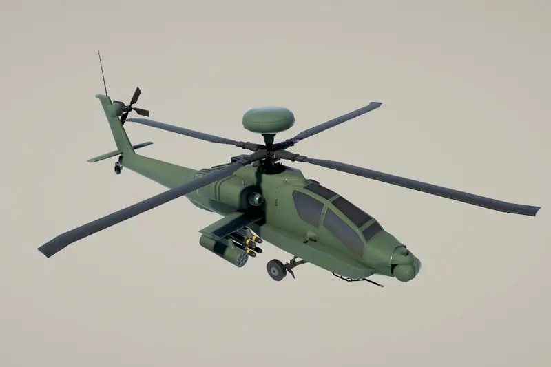 AH64D Apache Low-Poly 3D Model Asset Thumbnail